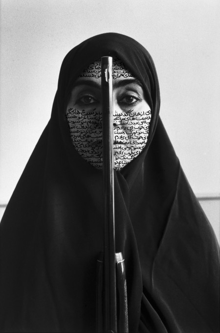 Shirin Neshat, Rebellious Silence, Women of Allah series, 1994, B&W RC print & ink,